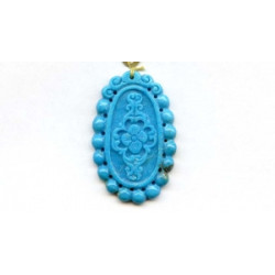 Iran Turquoise 48x30 Carved Pendant