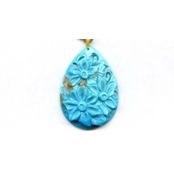 Iran Turquoise 48x34 Carved Pendant