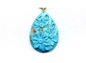 Iran Turquoise 48x34 Carved Pendant