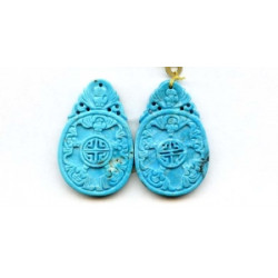 Iran Turquoise 41x27 Carved Pendant