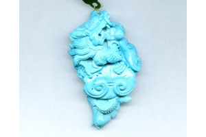 Sleeping Beauty Turquoise 66x42 Carved Pendant