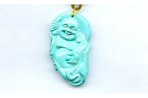 Sleeping Beauty Turquoise 47x26 Carved Pendant