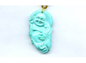 Sleeping Beauty Turquoise 47x26 Carved Pendant