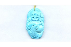 Sleeping Beauty Turquoise 40x24  Carved Pendant