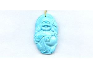 Sleeping Beauty Turquoise 40x24  Carved Pendant