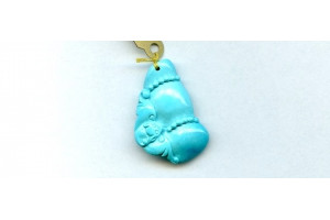 Sleeping  Beauty Turquoise 31x20 Carved Pendant