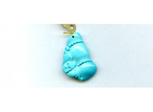 Sleeping  Beauty Turquoise 31x20 Carved Pendant