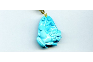 Sleeping  Beauty Turquoise 34x28 Carved Pendant