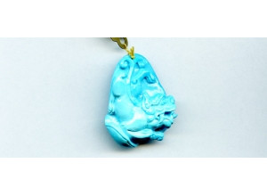 Sleeping  Beauty Turquoise 34x28 Carved Pendant