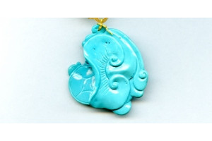 Sleeping  Beauty Turquoise 44x39 Carved Pendant