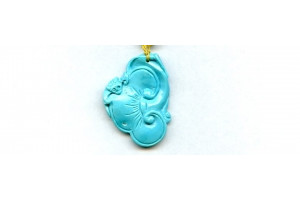 Sleeping Beauty Turquoise 31x22 Carved Pendant