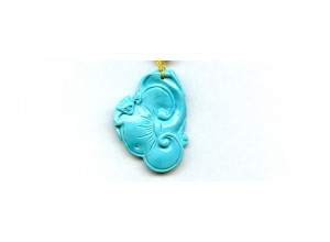 Sleeping Beauty Turquoise 31x22 Carved Pendant