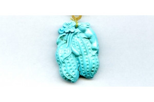 Sleeping Beauty Turquoise 40x29 Carved Pendant