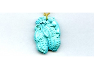 Sleeping Beauty Turquoise 40x29 Carved Pendant