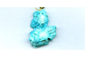 Sleeping Beauty Turquoise 42x33 Carved Pendant