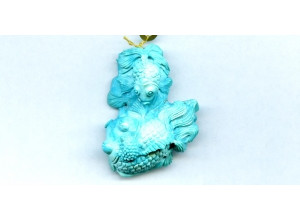 Sleeping Beauty Turquoise 42x33 Carved Pendant