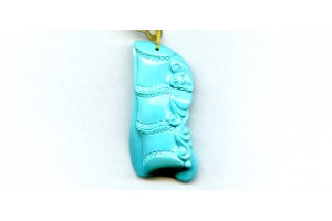 Sleeping Beauty Turquoise 45x20 Carved Pendant