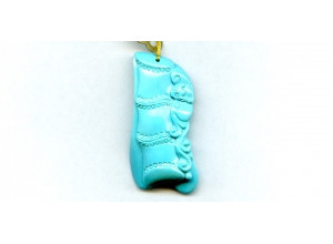 Sleeping Beauty Turquoise 45x20 Carved Pendant