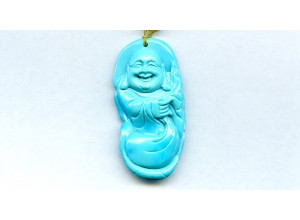 Sleeping Beauty Turquoise 47x23 Carved Pendant