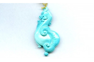 Sleeping Beauty Turquoise 52x27 Carved Pendant