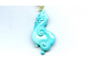 Sleeping Beauty Turquoise 52x27 Carved Pendant