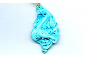 Sleeping Beauty Turquoise 56x33 Carved Pendant