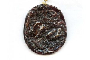 Garnet 67x59 Carved Pendant