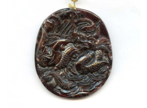 Garnet 67x59 Carved Pendant