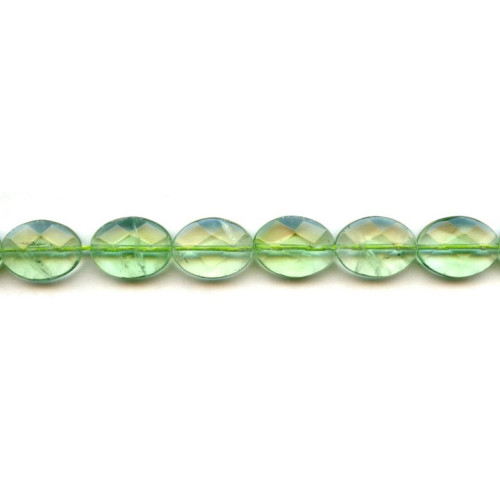 118-1044 Green Fluorite <br>12x16 Faceted Flat Oval