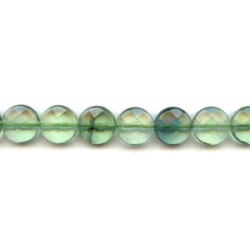 Green Fluorite 15mm Faceted Coin
