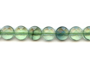 Green Fluorite 15mm Faceted Coin