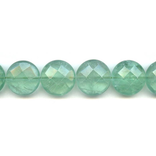 118-1122 Green Fluorite <br>23mm Faceted Coin