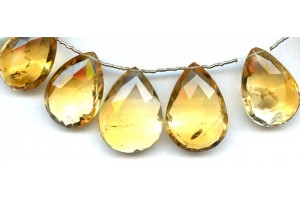 Citrine 26-30x Faceted Flat Pear Briolette