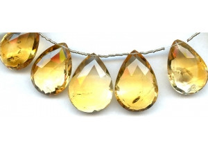 Citrine 26-30x Faceted Flat Pear Briolette