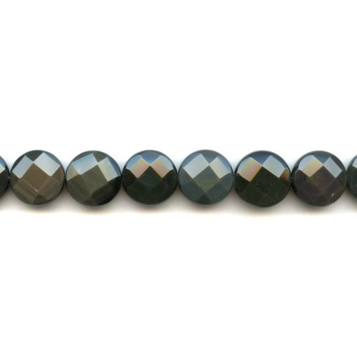 127-1042 Rainbow Obsidian <br>16mm Faceted Coin