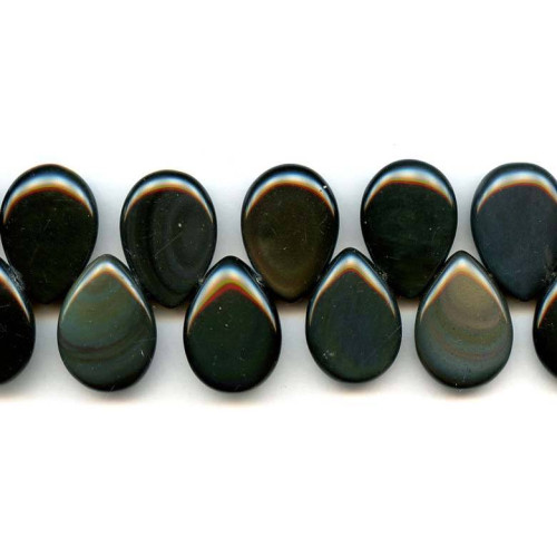 127-1059 Rainbow Obsidian <br>18x25 Flat Pear Drop