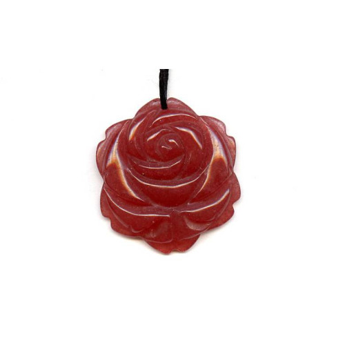 128-1024 Red Jade <br>45mm Flower Pendant