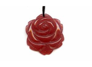 Red Jade 45mm Flower Pendant