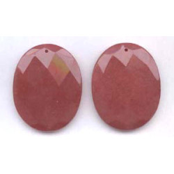 Red Jade 40x50 Faceted Flat Oval Pendant