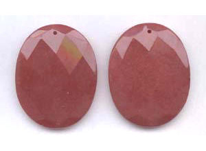 Red Jade 40x50 Faceted Flat Oval Pendant