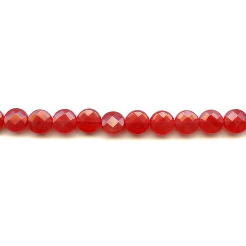 128-1035 Red Jade <br>10mm Faceted Coin