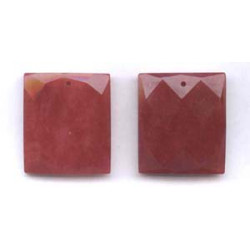 Red Jade 35x40 Faceted Flat Rectangle Pendant