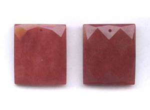 Red Jade 35x40 Faceted Flat Rectangle Pendant