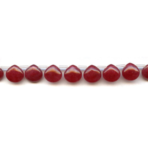 128-1059 Red Jade <br>12mm Puffy Pear Drop