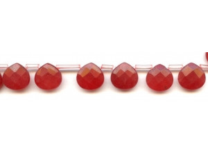 Red Jade 13mm Flat Pear Briolette