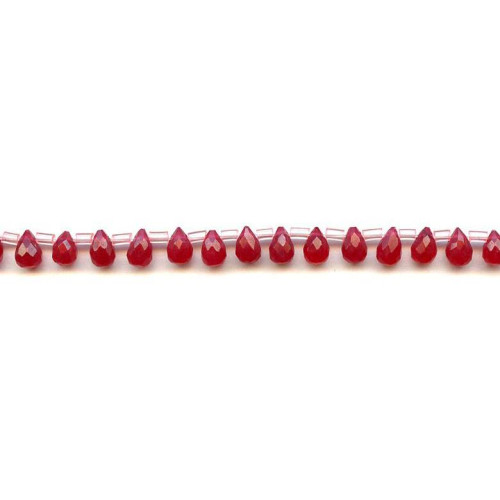 128-1076 Red Jade <br>5x7 Teardrop Briolette