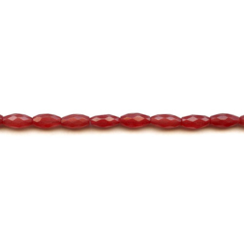 128-1102 Red Jade <br>6x12 Faceted Oval Rice