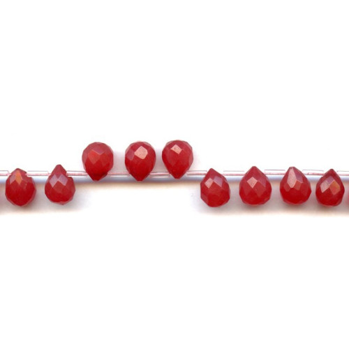 128-1107 Red Jade <br>9x11 Teardrop Briolette