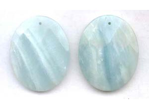 Amazonite 40x50 Faceted Flat Oval Pendant