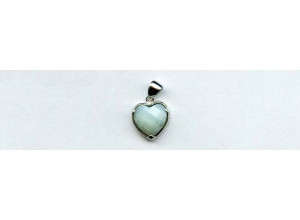 Amazonite 12x12 Faceted Heart Silver Pendant